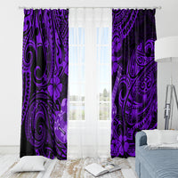 Hawaii Ukulele Window Curtain Polynesian Pattern Purple Version - Wonder Print Shop