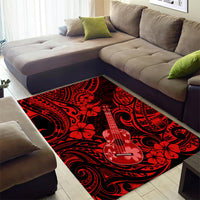 Hawaii Ukulele Area Rug Polynesian Pattern Red Version - Wonder Print Shop