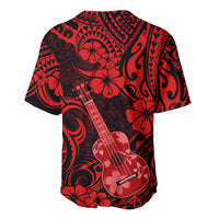 Hawaii Ukulele Baseball Jersey Polynesian Pattern Red Version - Wonder Print Shop