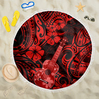 Hawaii Ukulele Beach Blanket Polynesian Pattern Red Version - Wonder Print Shop