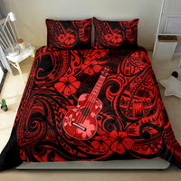 Hawaii Ukulele Bedding Set Polynesian Pattern Red Version - Wonder Print Shop