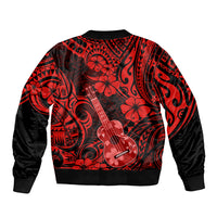 Hawaii Ukulele Bomber Jacket Polynesian Pattern Red Version - Wonder Print Shop