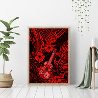 Hawaii Ukulele Canvas Wall Art Polynesian Pattern Red Version - Wonder Print Shop