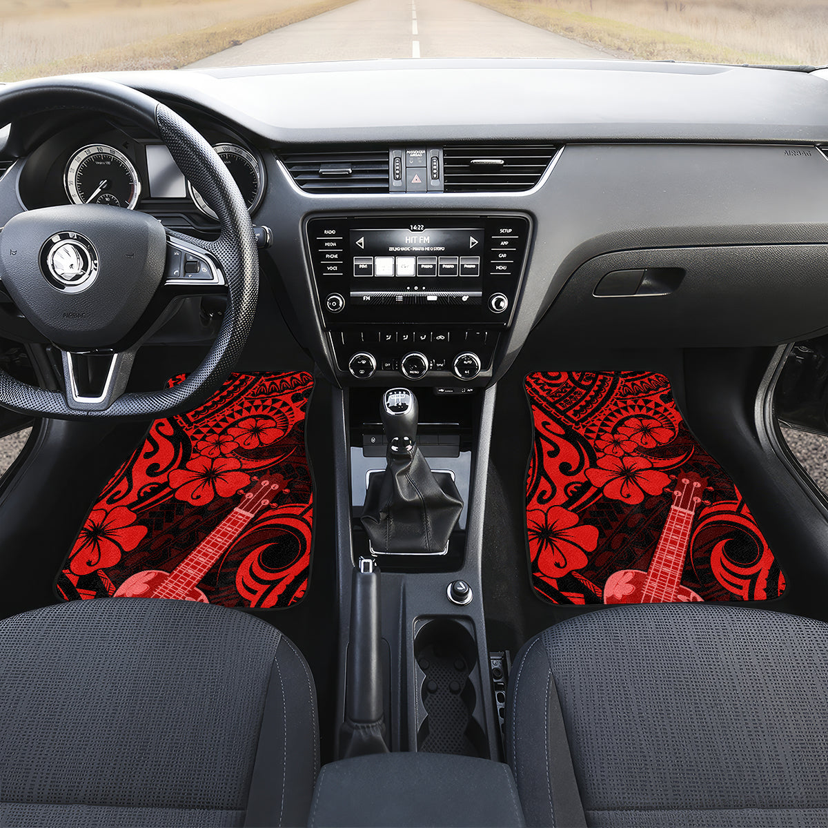 Hawaii Ukulele Car Mats Polynesian Pattern Red Version - Wonder Print Shop