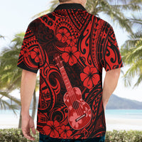 Hawaii Ukulele Hawaiian Shirt Polynesian Pattern Red Version - Wonder Print Shop
