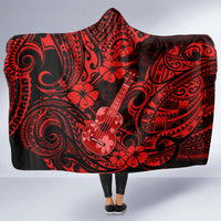 hawaii-ukulele-hooded-blanket-polynesian-pattern-red-version