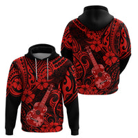 Hawaii Ukulele Hoodie Polynesian Pattern Red Version - Wonder Print Shop