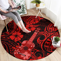 hawaii-ukulele-round-carpet-polynesian-pattern-red-version