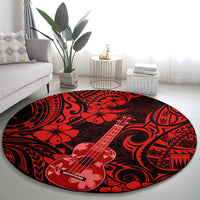 hawaii-ukulele-round-carpet-polynesian-pattern-red-version