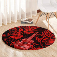 hawaii-ukulele-round-carpet-polynesian-pattern-red-version