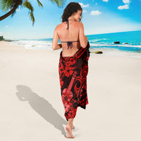 Hawaii Ukulele Sarong Polynesian Pattern Red Version - Wonder Print Shop