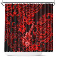 hawaii-ukulele-shower-curtain-polynesian-pattern-red-version