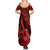 Hawaii Ukulele Summer Maxi Dress Polynesian Pattern Red Version - Wonder Print Shop