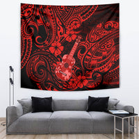 Hawaii Ukulele Tapestry Polynesian Pattern Red Version - Wonder Print Shop