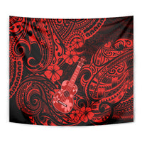 Hawaii Ukulele Tapestry Polynesian Pattern Red Version - Wonder Print Shop