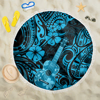 Hawaii Ukulele Beach Blanket Polynesian Pattern Sky Blue Version - Wonder Print Shop