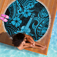 Hawaii Ukulele Beach Blanket Polynesian Pattern Sky Blue Version - Wonder Print Shop
