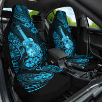 Hawaii Ukulele Car Seat Cover Polynesian Pattern Sky Blue Version - Wonder Print Shop