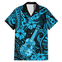 Hawaii Ukulele Family Matching Mermaid Dress and Hawaiian Shirt Polynesian Pattern Sky Blue Version - Wonder Print Shop