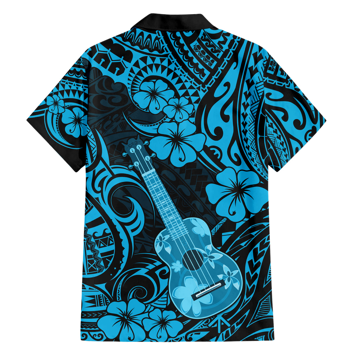 Hawaii Ukulele Hawaiian Shirt Polynesian Pattern Sky Blue Version - Wonder Print Shop