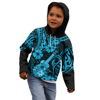 Hawaii Ukulele Kid Hoodie Polynesian Pattern Sky Blue Version - Wonder Print Shop