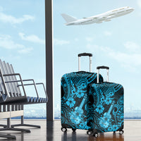 Hawaii Ukulele Luggage Cover Polynesian Pattern Sky Blue Version - Wonder Print Shop