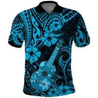 Hawaii Ukulele Polo Shirt Polynesian Pattern Sky Blue Version - Wonder Print Shop