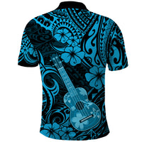 Hawaii Ukulele Polo Shirt Polynesian Pattern Sky Blue Version - Wonder Print Shop