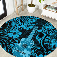 hawaii-ukulele-round-carpet-polynesian-pattern-sky-blue-version