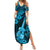 Hawaii Ukulele Summer Maxi Dress Polynesian Pattern Sky Blue Version - Wonder Print Shop