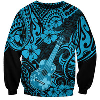 Hawaii Ukulele Sweatshirt Polynesian Pattern Sky Blue Version - Wonder Print Shop