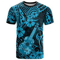 Hawaii Ukulele T Shirt Polynesian Pattern Sky Blue Version - Wonder Print Shop