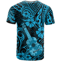 Hawaii Ukulele T Shirt Polynesian Pattern Sky Blue Version - Wonder Print Shop