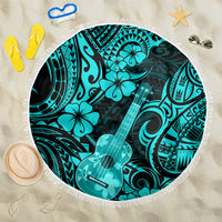Hawaii Ukulele Beach Blanket Polynesian Pattern Turquoise Version - Wonder Print Shop