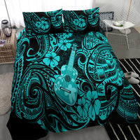 Hawaii Ukulele Bedding Set Polynesian Pattern Turquoise Version - Wonder Print Shop