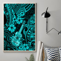 Hawaii Ukulele Canvas Wall Art Polynesian Pattern Turquoise Version - Wonder Print Shop