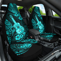 Hawaii Ukulele Car Seat Cover Polynesian Pattern Turquoise Version - Wonder Print Shop