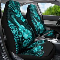 Hawaii Ukulele Car Seat Cover Polynesian Pattern Turquoise Version - Wonder Print Shop