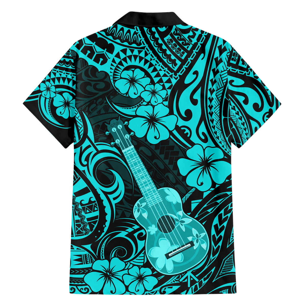 Hawaii Ukulele Hawaiian Shirt Polynesian Pattern Turquoise Version - Wonder Print Shop