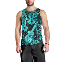Hawaii Ukulele Men Tank Top Polynesian Pattern Turquoise Version - Wonder Print Shop