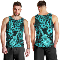 Hawaii Ukulele Men Tank Top Polynesian Pattern Turquoise Version - Wonder Print Shop