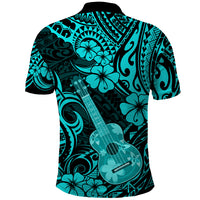 Hawaii Ukulele Polo Shirt Polynesian Pattern Turquoise Version - Wonder Print Shop