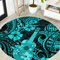 hawaii-ukulele-round-carpet-polynesian-pattern-turquoise-version