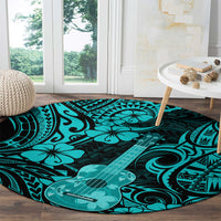 hawaii-ukulele-round-carpet-polynesian-pattern-turquoise-version