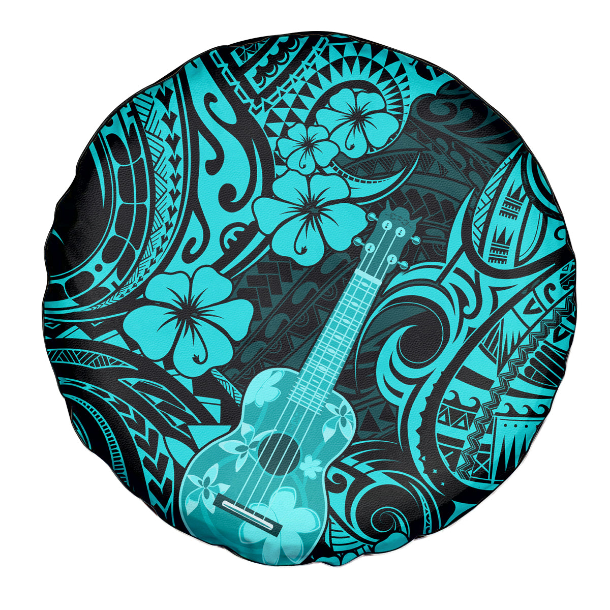 Hawaii Ukulele Spare Tire Cover Polynesian Pattern Turquoise Version - Wonder Print Shop