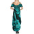 Hawaii Ukulele Summer Maxi Dress Polynesian Pattern Turquoise Version - Wonder Print Shop