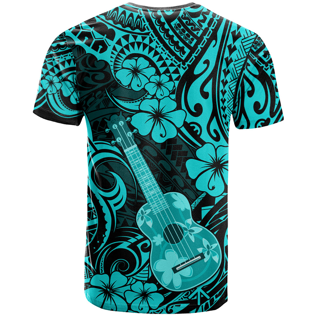 Hawaii Ukulele T Shirt Polynesian Pattern Turquoise Version - Wonder Print Shop