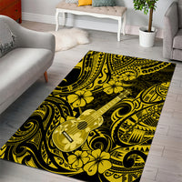 Hawaii Ukulele Area Rug Polynesian Pattern Yellow Version - Wonder Print Shop