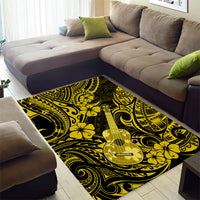Hawaii Ukulele Area Rug Polynesian Pattern Yellow Version - Wonder Print Shop
