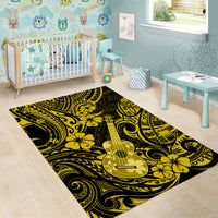 Hawaii Ukulele Area Rug Polynesian Pattern Yellow Version - Wonder Print Shop